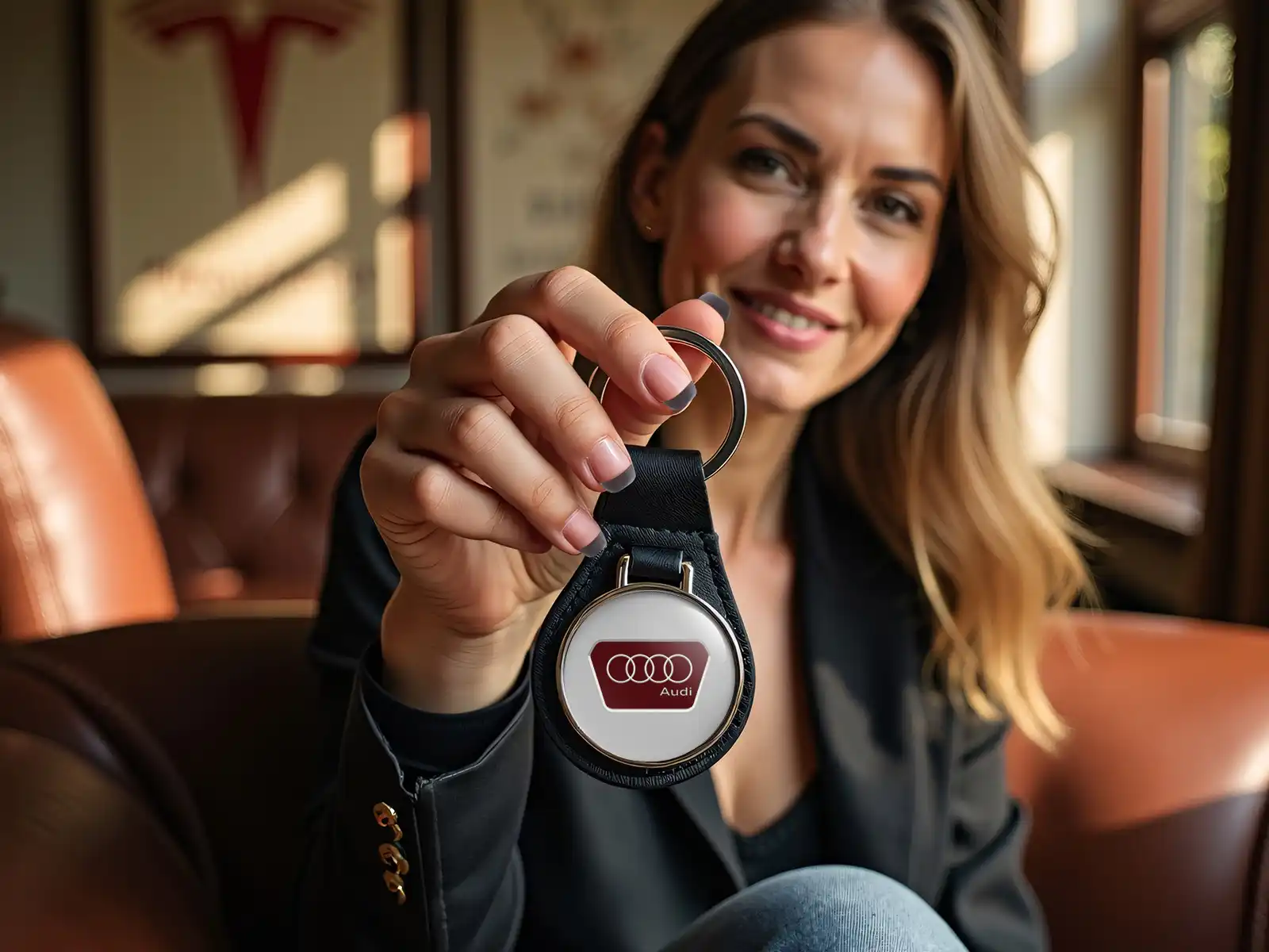 Audi Portachiavi Designer In Pelle Chic Minimo Drift
